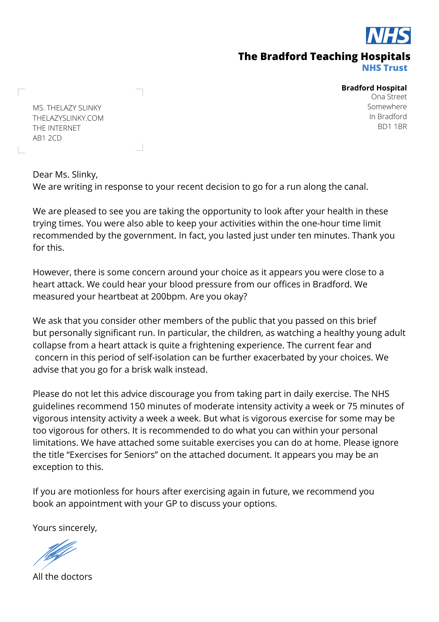 Running NHS Letter